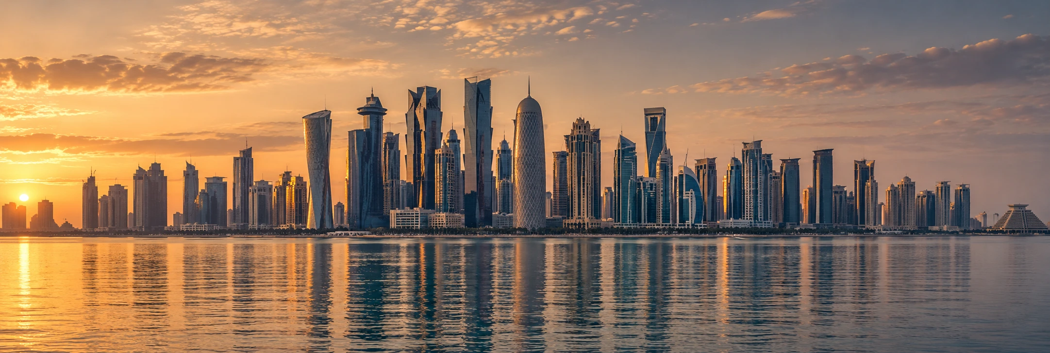 Doha skyline at golden hour